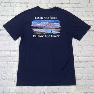 Midnight Sun Brewing Co. Alaska Fishing T-Shirt - New Era - Men’s Large - Navy